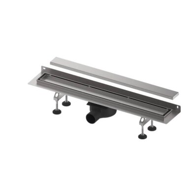 TECElinus dušo latako komplektas su dvipusėmis grotelėmis steel/plate , su užlenktu flanšu 900mm TECElinus dušo latako komplektas su dvipusėmis grotelėmis steel/plate , su užlenktu flanšu 900mm