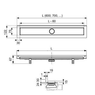TECElinus dušo latako komplektas su dvipusėmis grotelėmis steel/plate , su užlenktu flanšu 900mm TECElinus dušo latako komplektas su dvipusėmis grotelėmis steel/plate , su užlenktu flanšu 900mm