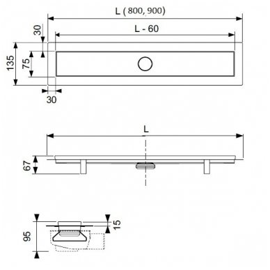 TECE linus dušo latako komplektas su dvipusėmis grotelėmis „steel/plate“ "2 in 1" 4