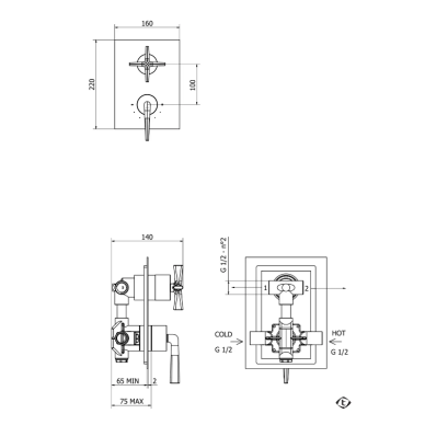 Teorema Flap potinkinis termostatinis maišytuvas dušui/voniai 1 Teorema Flap potinkinis termostatinis maišytuvas dušui/voniai 1