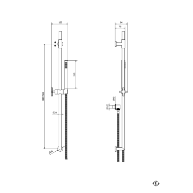 Teorema Helix slankiojantis dušo laikiklis, su rankiniu dušeliu ir išvadu 1