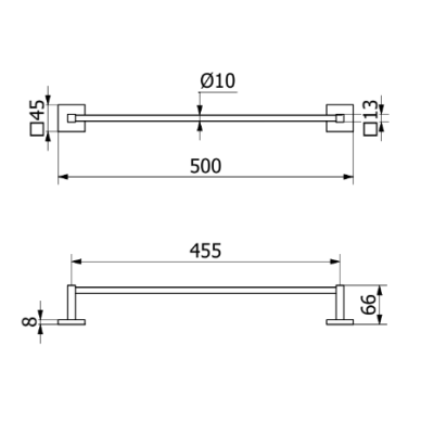 Teorema kvadratinis rankšluosčio laikiklis, 50cm 1 Teorema kvadratinis rankšluosčio laikiklis, 50cm 1