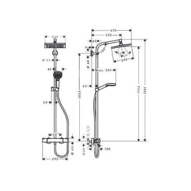 Termostatinė dušo sistema HANSGROHE Crometta E 240, 1 srovės, spalva - chromo 2 Termostatinė dušo sistema HANSGROHE Crometta E 240, 1 srovės, spalva - chromo 2