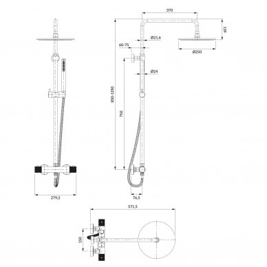 Termostatinė dušo sistema Omnires Contour CT8044CR 1