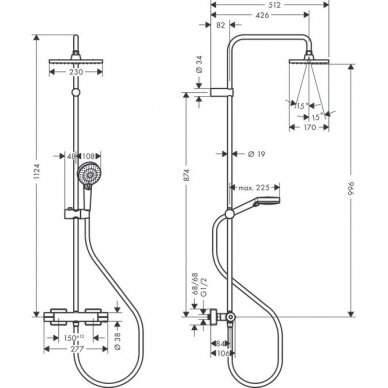Termostatinė dušo sistema Hansgrohe 230, juoda matinė 3 Termostatinė dušo sistema Hansgrohe 230, juoda matinė 3