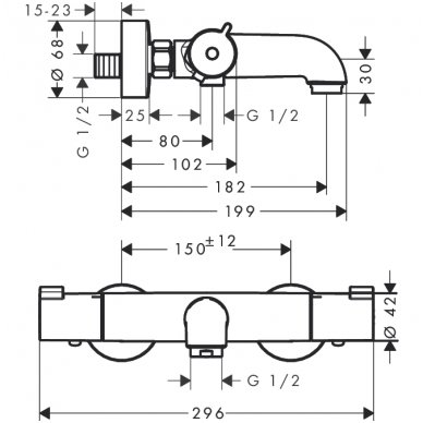 Termostatinis vonios maišytuvas Hansgrohe Ecostat 1001 CL 1