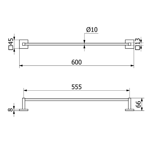 Teorema kvadratinis rankšluosčio laikiklis, 60cm 1 Teorema kvadratinis rankšluosčio laikiklis, 60cm 1