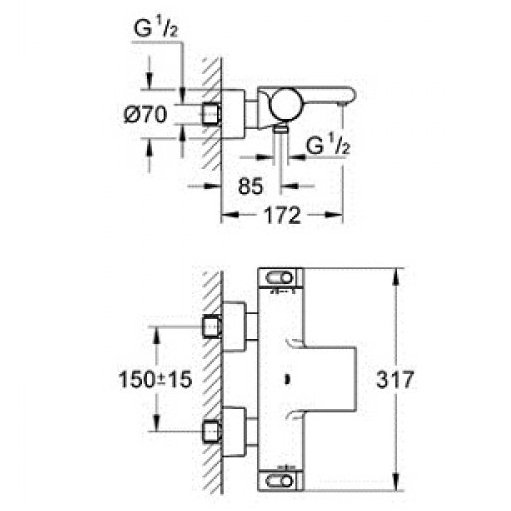 Termostatinis maišytuvas voniai su krioklio tipo srove Grohe Grohetherm 2000 New 5