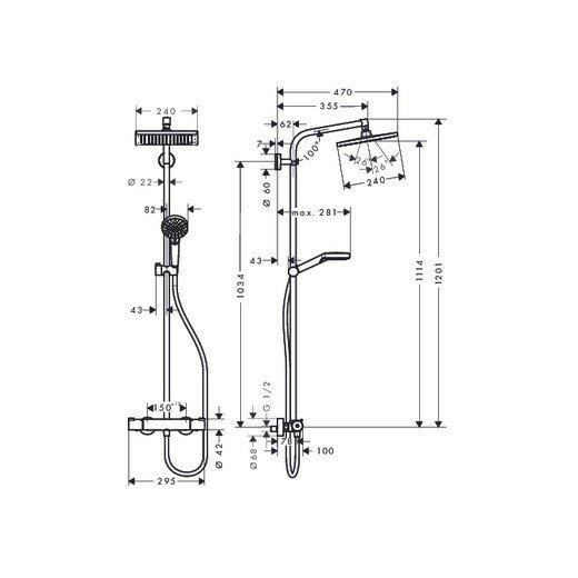 Termostatinė dušo sistema HANSGROHE Crometta E 240, 1 srovės, spalva - chromo 2 Termostatinė dušo sistema HANSGROHE Crometta E 240, 1 srovės, spalva - chromo 2