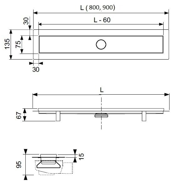 TECE linus dušo latako komplektas su dvipusėmis grotelėmis „steel/plate“ "2 in 1" 4