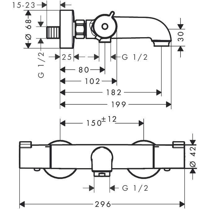 Termostatinis vonios maišytuvas Hansgrohe Ecostat 1001 CL 1