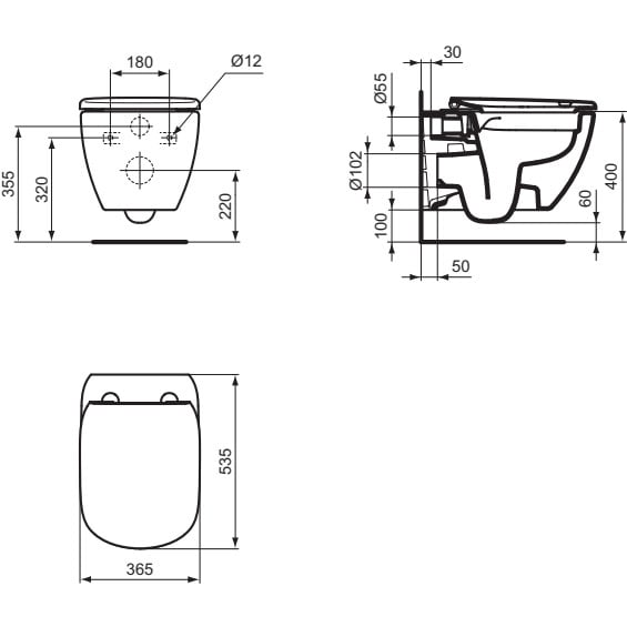 Unitazas Ideal Standard Tesi, Rimless LS+, pakabinamas, su Easyfix tvirtinimais 1 Unitazas Ideal Standard Tesi, Rimless LS+, pakabinamas, su Easyfix tvirtinimais 1