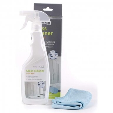 Valiklis Radaway Glass Cleaner 500ml su šluoste dušo kabinų stiklams Valiklis Radaway Glass Cleaner 500ml su šluoste dušo kabinų stiklams