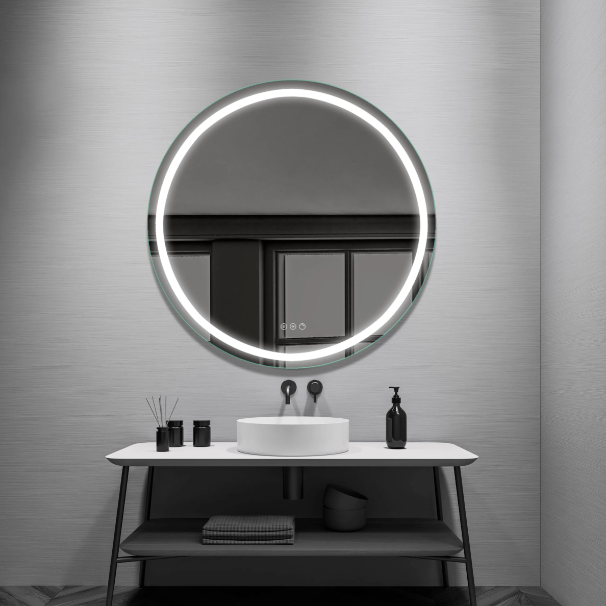 Veidrodis su LED apšvietimu Focco MIA ROUND 1000mm, 3000-600K, su dimeriavimo, antirasojimo funkcija