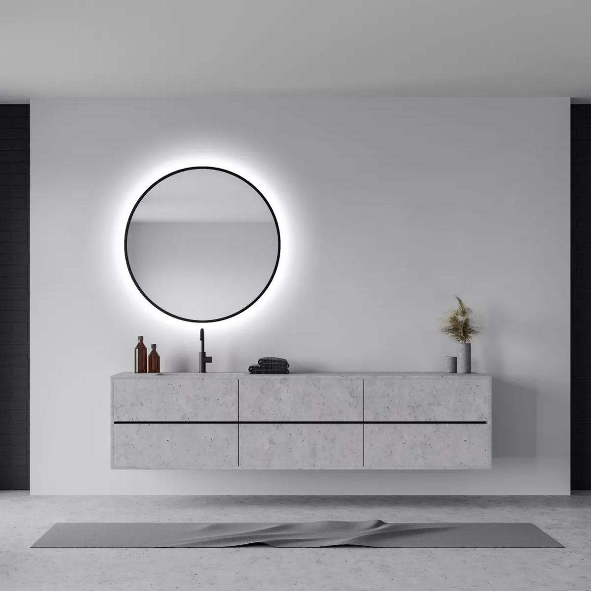 Veidrodis su LED apšvietimu Focco SHARON ROUND Ø800MM juodu rėmeliu 5700K