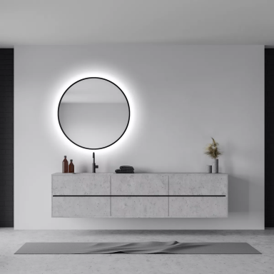 Veidrodis su LED apšvietimu Focco SHARON ROUND Ø800MM juodu rėmeliu 5700K