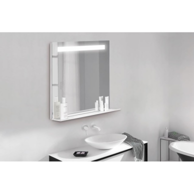 Veidrodis su LED apšvietimu Focco CAROL 800 x 800 mm,  4000 K, baltas rėmas 1