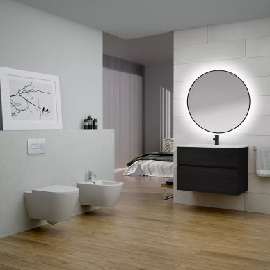 Veidrodis su LED apšvietimu Focco SHARON ROUND Ø800MM juodu rėmeliu 5700K 2