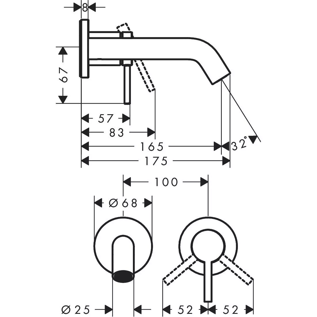 Vienos svirties praustuvo maišytuvas Hansgrohe Tecturis S 16,5 cm, balta matinė 4 Vienos svirties praustuvo maišytuvas Hansgrohe Tecturis S 16,5 cm, balta matinė 4