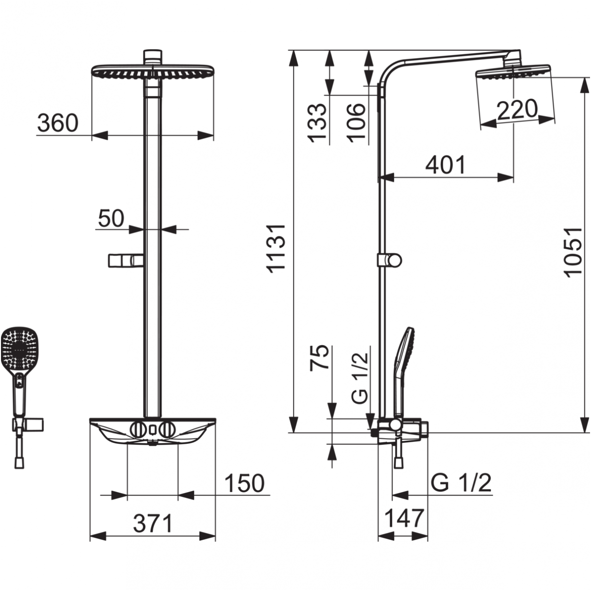 Virštinkinė termostatinė dušo sistema Oras Esteta Wellfit 7592-11 3