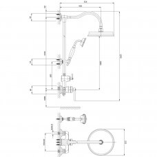 Šlifuoto žalvario virštinkinė dušo sistema Omnires Armance AM5244BSB