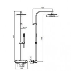 Virštinkinė termostatinė dušo sistema Alpi Una18 chrome