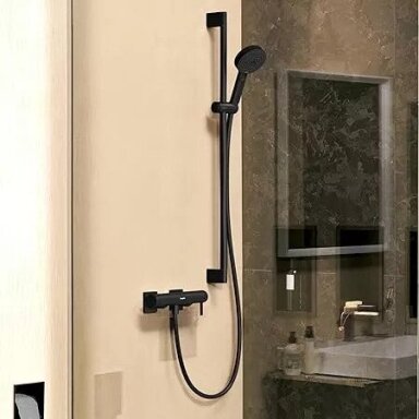Vienos svirties dušo maišytuvas Hansgrohe Tecturis E, juoda matinė Vienos svirties dušo maišytuvas Hansgrohe Tecturis E, juoda matinė