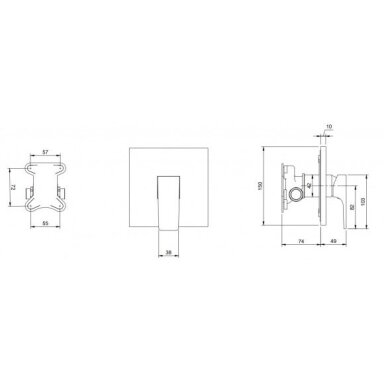 Villeroy & Boch Architectura Square potinkinis vonios/dušo maišytuvas, pasirenkama spalva