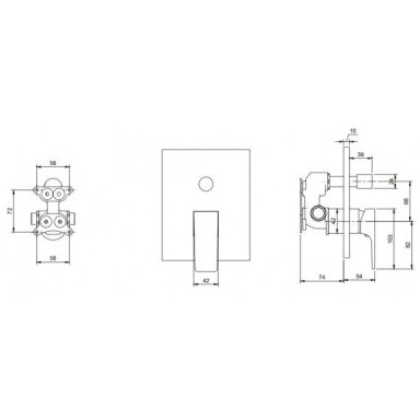 Villeroy & Boch Architectura Square potinkinis vonios/dušo maišytuvas su diverteriu, pasirenkama spalva