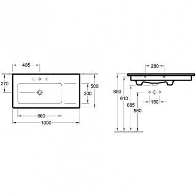 Villeroy & Boch praustuvas 1000x500 Venticello 4134L101/4134R101 Villeroy & Boch praustuvas 1000x500 Venticello 4134L101/4134R101