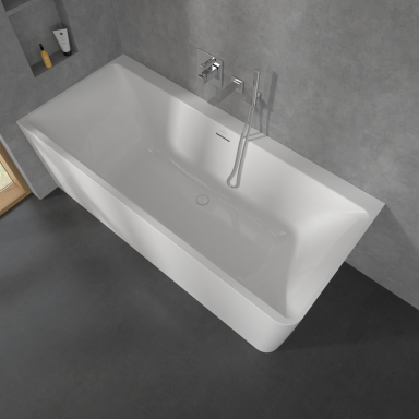 Villeroy & Boch Subway 3.0 prie sienos glaudžiama akrilinė vonia, 180x80 cm, balta, kairė Villeroy & Boch Subway 3.0 prie sienos glaudžiama akrilinė vonia, 180x80 cm, balta, kairė