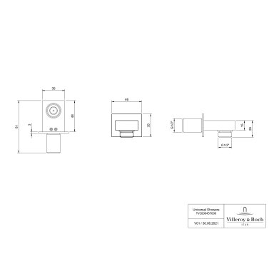 Villeroy & Boch Universal Showers dušo išvadas su laikikliu, kampuotas Villeroy & Boch Universal Showers dušo išvadas su laikikliu, kampuotas