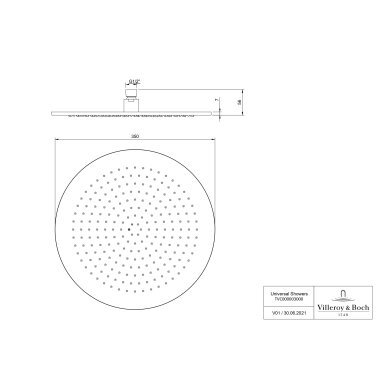 Villeroy & Boch Universal Showers lietaus dušo galva, apvali, 350 mm Villeroy & Boch Universal Showers lietaus dušo galva, apvali, 350 mm