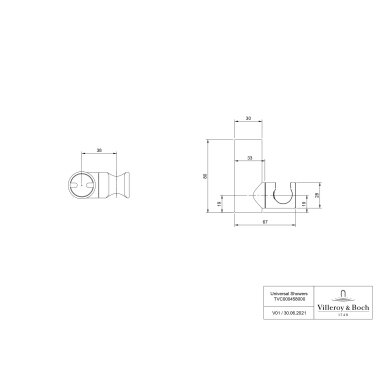 Villeroy & Boch Universal Showers rankinio dušo laikiklis Villeroy & Boch Universal Showers rankinio dušo laikiklis
