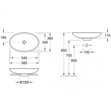 Villeroy&Boch baldinis praustuvas 585x380 Loop&Friends 51510001 Villeroy&Boch baldinis praustuvas 585x380 Loop&Friends 51510001
