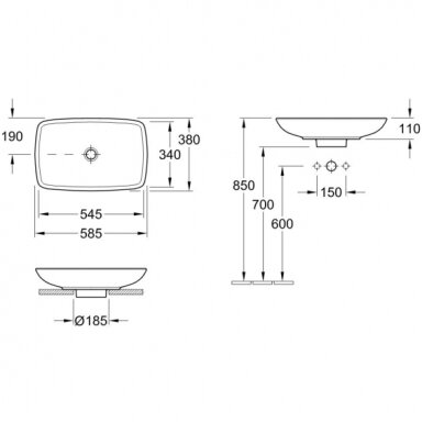 Villeroy&Boch baldinis praustuvas 585x380 Loop&Friends 51540001 Villeroy&Boch baldinis praustuvas 585x380 Loop&Friends 51540001