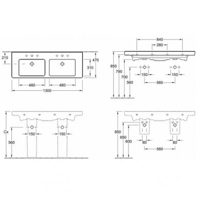 Villeroy&Boch dvigubas praustuvas 1300x470 Subway 2.0 7175D001 Villeroy&Boch dvigubas praustuvas 1300x470 Subway 2.0 7175D001