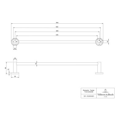 Villeroy&Boch Elements - Tender rankšluosčių laikiklis, 654x85x54 mm, pasirinkite spalvą Villeroy&Boch Elements - Tender rankšluosčių laikiklis, 654x85x54 mm, pasirinkite spalvą