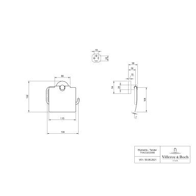 Villeroy&Boch Elements - Tender tualetinio popieriaus laikiklis su dangteliu, 134x38x132 mm, pasirinkite spalvą Villeroy&Boch Elements - Tender tualetinio popieriaus laikiklis su dangteliu, 134x38x132 mm, pasirinkite spalvą