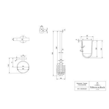 Villeroy&Boch Elements - Tender WC šepečio rinkinys, 94x118x353 mm, pasirinkite spalvą Villeroy&Boch Elements - Tender WC šepečio rinkinys, 94x118x353 mm, pasirinkite spalvą