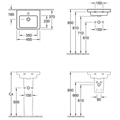 Villeroy&Boch praustuvas 450x370 Subway 2.0 73154501 Villeroy&Boch praustuvas 450x370 Subway 2.0 73154501