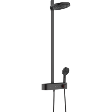 Juodos matinės spalvos virštinkinė dušo sistema su termostatu HANSGROHE Pulsify S Juodos matinės spalvos virštinkinė dušo sistema su termostatu HANSGROHE Pulsify S