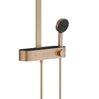 Braižytos bronzos spalvos virštinkinė termostatinė Hansgrohe dušo sistema Pulsify S 260 1jet