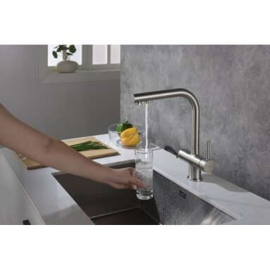 Virtuvinis maišytuvas Blue Water APALA su dušu ir su jungtimi filtrui inox spalvos Virtuvinis maišytuvas Blue Water APALA su dušu ir su jungtimi filtrui inox spalvos