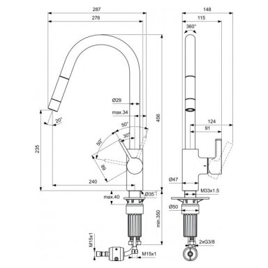 Virtuvinis maišytuvas Ideal Standard Gusto BD414, su ištraukiama žarna, pasirenkama spalva Virtuvinis maišytuvas Ideal Standard Gusto BD414, su ištraukiama žarna, pasirenkama spalva