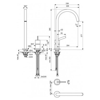 Virtuvinis maišytuvas Ideal Standard Gusto BD423, 2 dalių, pasirenkama spalva Virtuvinis maišytuvas Ideal Standard Gusto BD423, 2 dalių, pasirenkama spalva