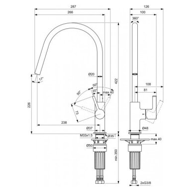 Virtuvinis maišytuvas Ideal Standard Gusto Round BD408, pasirenkama spalva Virtuvinis maišytuvas Ideal Standard Gusto Round BD408, pasirenkama spalva