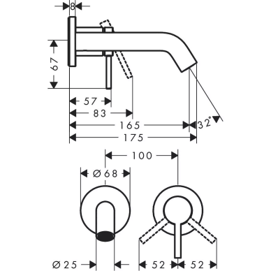 Vienos svirties praustuvo maišytuvas Hansgrohe Tecturis S 16,5 cm, balta matinė 4 Vienos svirties praustuvo maišytuvas Hansgrohe Tecturis S 16,5 cm, balta matinė 4
