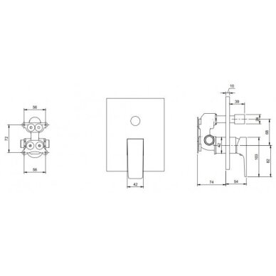 Villeroy & Boch Architectura Square potinkinis vonios/dušo maišytuvas su diverteriu, pasirenkama spalva 1 Villeroy & Boch Architectura Square potinkinis vonios/dušo maišytuvas su diverteriu, pasirenkama spalva 1