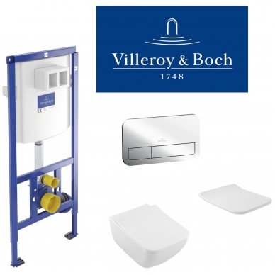 Villeroy & Boch potinkinis WC komplektas su VENTICELLO WC soft close dangčiu